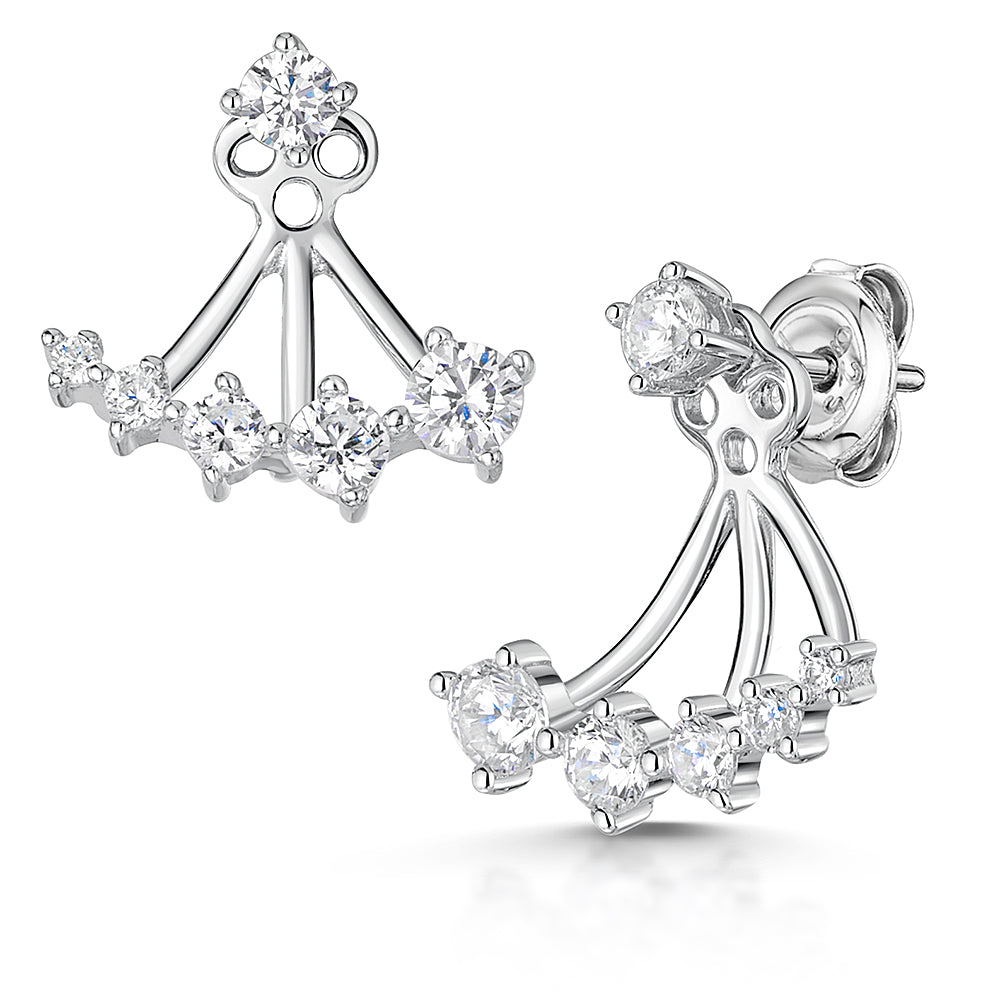 Sterling Silver Jacket Earrings With Solitaire Stud  JOOLS by Jenny Brown