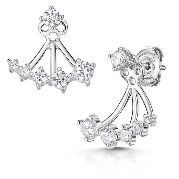 Sterling Silver Jacket Earrings With Solitaire Stud  JOOLS by Jenny Brown