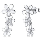 Load image into Gallery viewer, Sterling Silver Large Daisy Chain Drop Earrings With Cubic Zirconia
