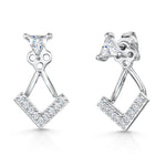 Load image into Gallery viewer, Sterling Silver Jacket V Shape Earring With  Cubic Zirconia-JOOLS by Jenny Brown
