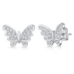 Load image into Gallery viewer, Sterling Silver Open Wing  Butterfly Stud  Earrings Set with Cubic Zirconia Stones - JOOLS By Jenny Brown

