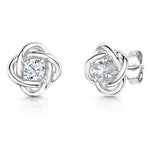 Load image into Gallery viewer, Sterling Silver Woven Knot Stud Earrings With Cubic Zirconia-JOOLS by Jenny Brown
