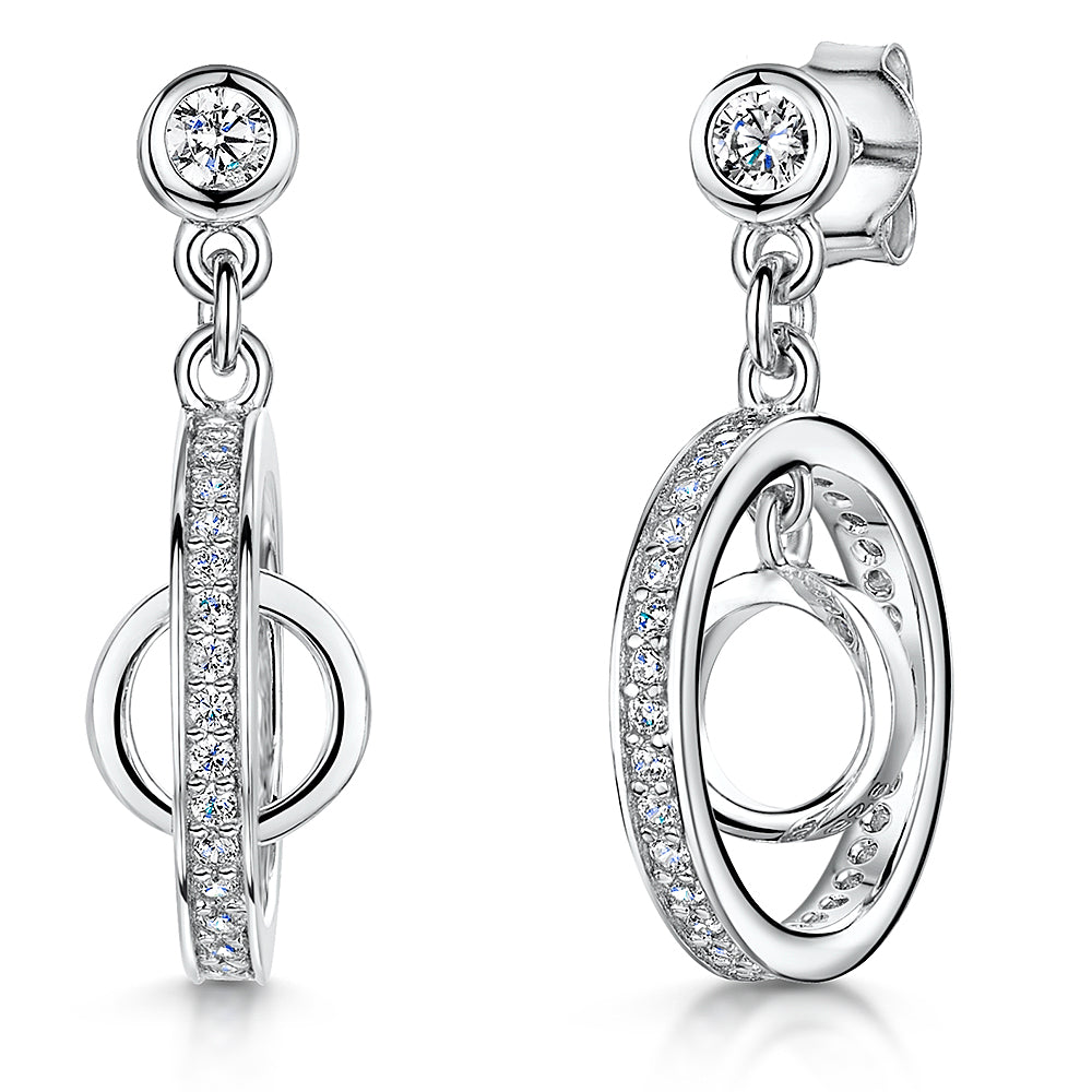 Sterling Silver Suspended Circle Drop Earrings -JOOLS by Jenny Brown