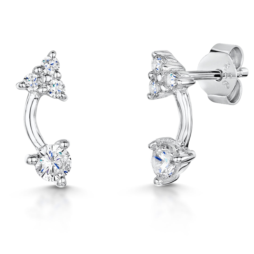 Sterling Silver Round And Triangle Stone Set Earrings-JOLS by Jenny Brown