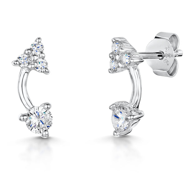 Sterling Silver Round And Triangle Stone Set Earrings-JOLS by Jenny Brown