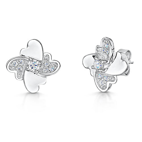Sterling Silver 4 Heart  Stud Earrings-JOOLS by Jenny Brown