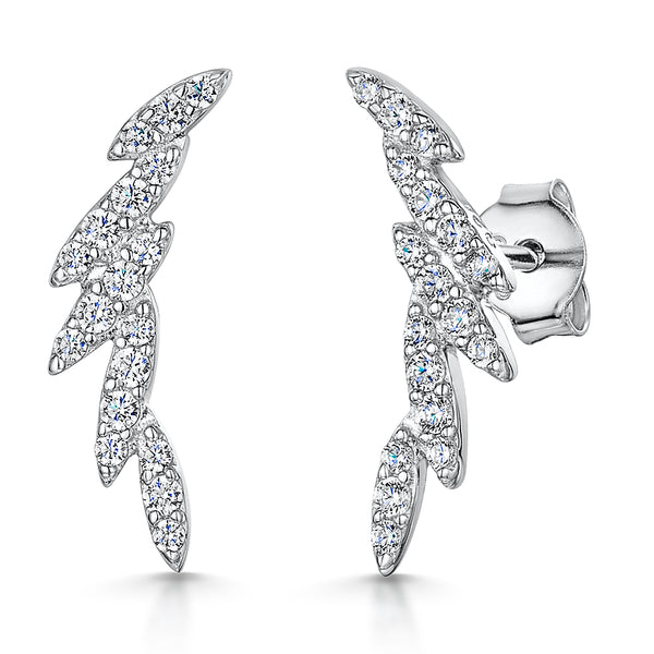 Sterling Silver Art Deco Inspired Linked Oval Pave Set Earrings With Cubic Zirconia Stones- JOOLS By Jenny Brown