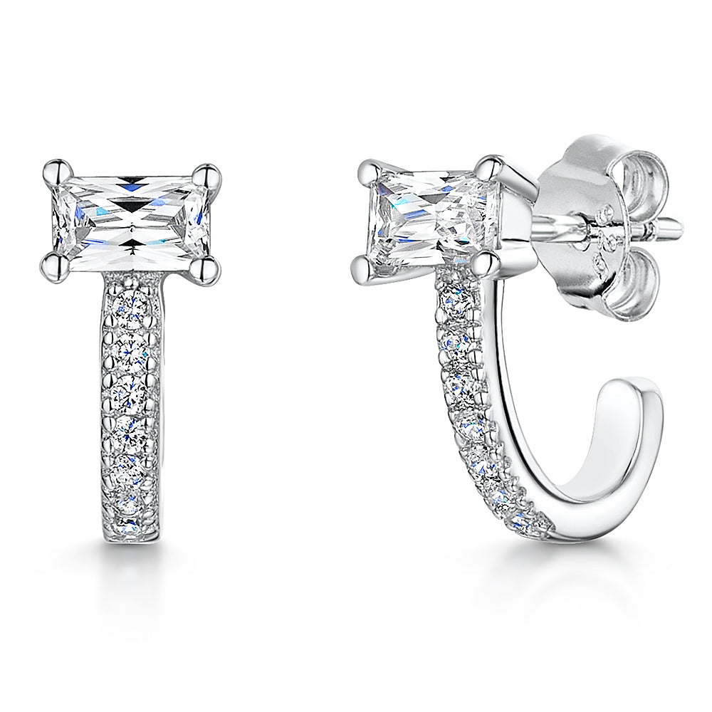 Sterling Silver Earrings  Half Huggie Earrings-JOOLS by Jenny Brown