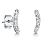 Load image into Gallery viewer, Sterling Silver Curved Stud Earring With Pave Set Cubic Zirconia JOOLS by Jenny Brown
