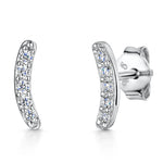 Load image into Gallery viewer, Sterling Silver Curved Stud Earring With Pave Set Cubic Zirconia JOOLS by Jenny Brown
