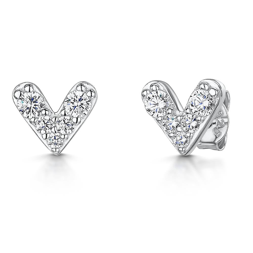 Sterling Silver Small V Stud Earrings- JOOLS By Jenny Brown