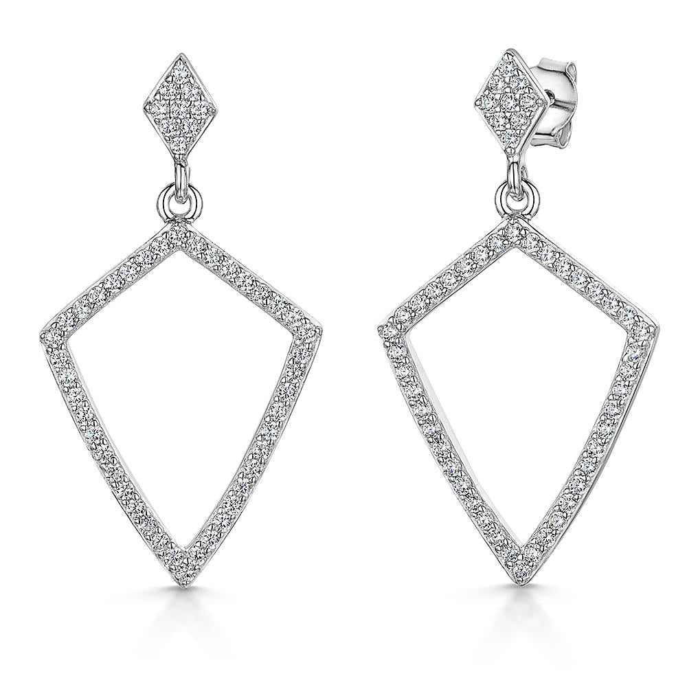Sterling Silver Art Deco  Cubic Zirconia Drop Earrings- JOOLS By Jenny Brown