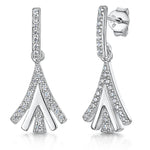 Load image into Gallery viewer, Sterling Silver Art Deco Inverted V Shape Drop Earrings Set With Pave Cubic Zirconia Stonesdrop earrings - JOOLS By Jenny Brown
