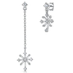 Load image into Gallery viewer, Sterling Silver Snowflake Long Short Chain Earrings- JOOLS By Jenny Brown
