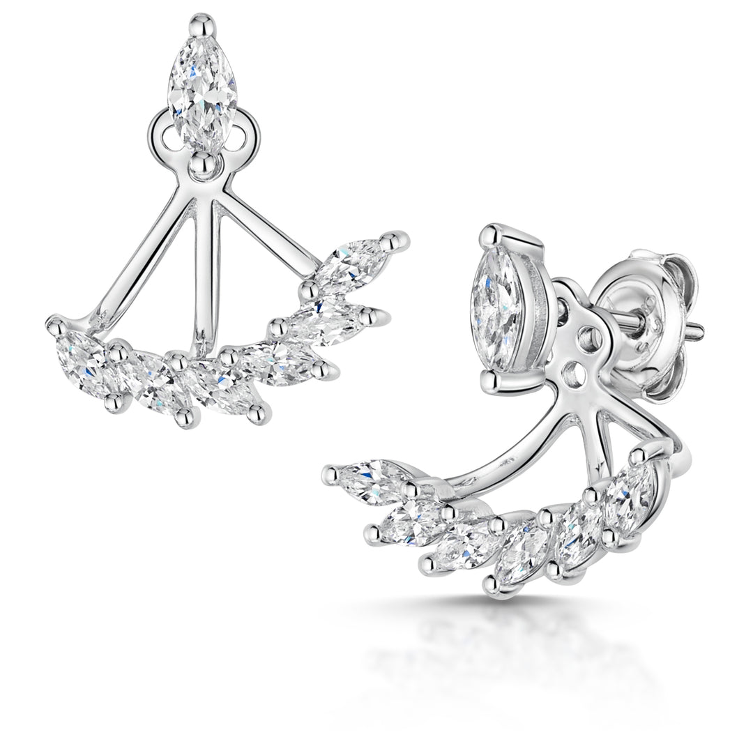 Sterling Silver  Marquise Stone Set Jacket Earrings