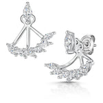Load image into Gallery viewer, Sterling Silver  Marquise Stone Set Jacket Earrings
