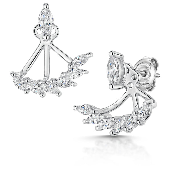 Sterling Silver  Marquise Stone Set Jacket Earrings