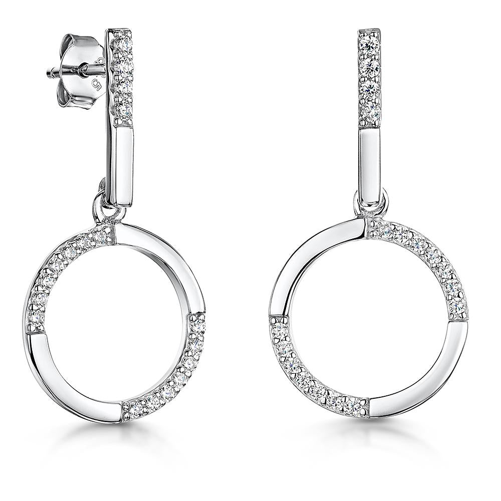 Sterling Silver Circle Drop Earrings-JOOLS by Jenny Brown