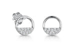 Load image into Gallery viewer, Sterling Silver Circle Studs 1/4 Filled With Cubic Zirconias JOOLS by Jenny Brown

