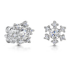 Load image into Gallery viewer, Sterling Silver Snowflake Stud Earrings Set with With A  Cubic Zirconia Centre and Surround - JOOLS By Jenny Brown

