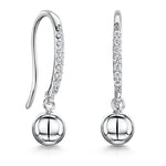 Load image into Gallery viewer, Sterling Silver Pave Set Fishhook Earrings With Plain Silver Ball Drop JOOLS by Jenny Brown
