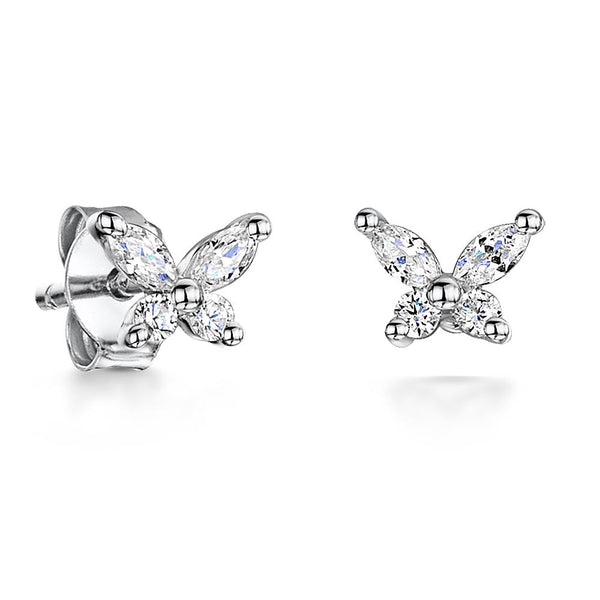 Sterling Silver Butterfly Marquise Stud Earrings JOOLS By Jenny Brown