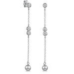 Load image into Gallery viewer, Sterling Silver Bead Drop Earrings  Set With Silver Ball and Cubic Zirconia Rub Set Stonesearrings - JOOLS By Jenny Brown
