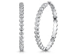 Load image into Gallery viewer, Sterling Silver Medium Hoop Earrings With Round Rubover Cubic Zirconia-JOOLS by Jenny Brwon
