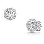 Load image into Gallery viewer, SSterling Silver Small Round Halo Stud Earrings JOOLS by Jenny Brown
