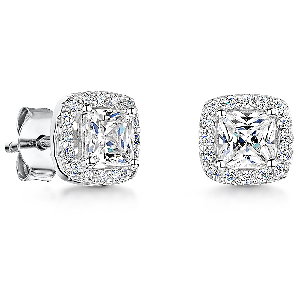 Sterling Silver Halo 4mm Stud Earrings JOOLS by Jenny Brown