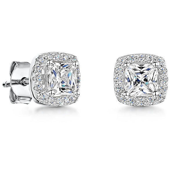 Sterling Silver Halo 4mm Stud Earrings JOOLS by Jenny Brown