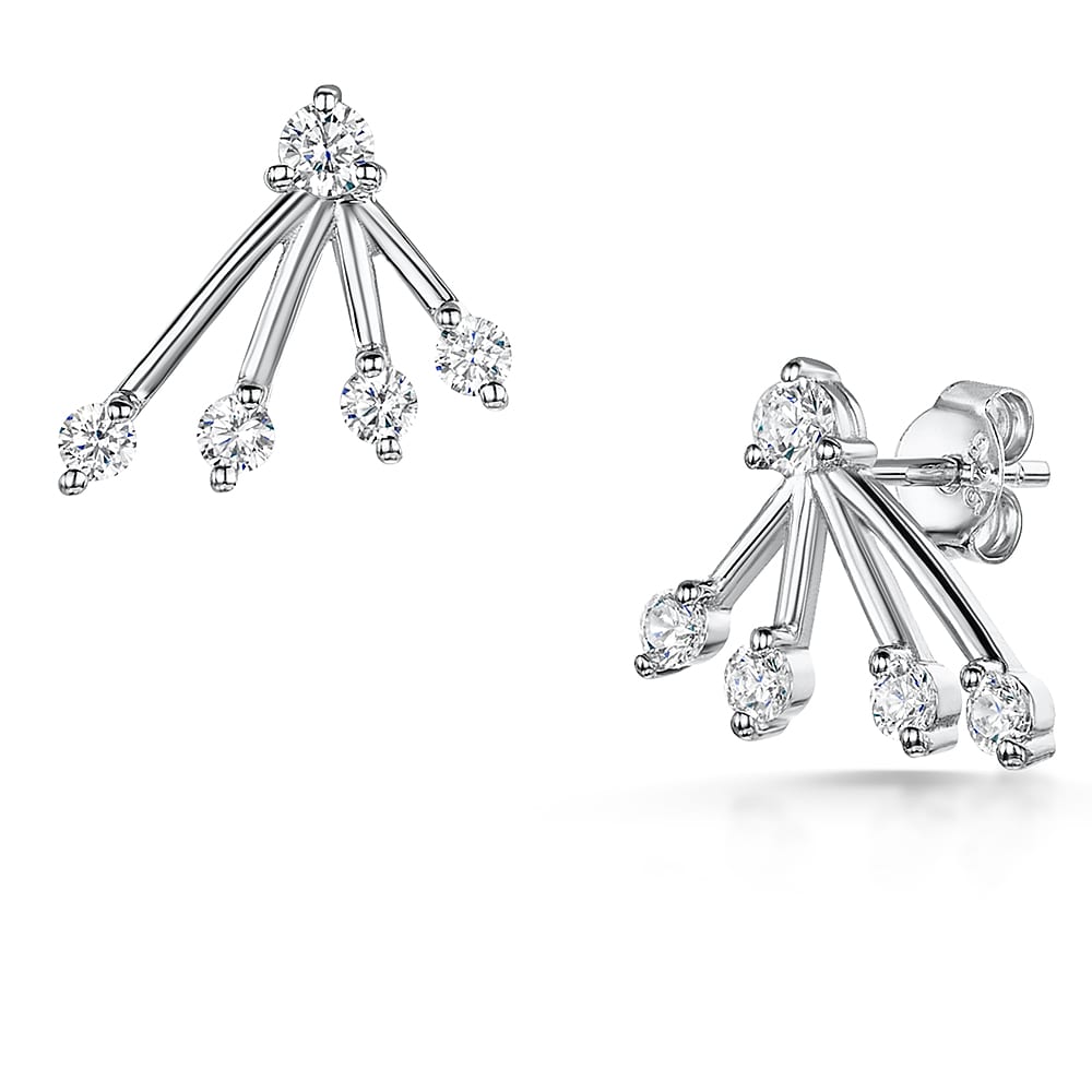 Sterling Silver Frond Cubic Zirconias  EarringsJOOLS by Jenny Brown