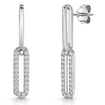 Load image into Gallery viewer, Sterling Silver Long Drop Link Earring With Cubic Zirconia-JOOLS by Jenny Brown
