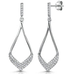 Load image into Gallery viewer, A pair of sterling silver open teardrop-shaped drop earrings with pave cubic zirconia stones-JOOLS by Jenny Brown
