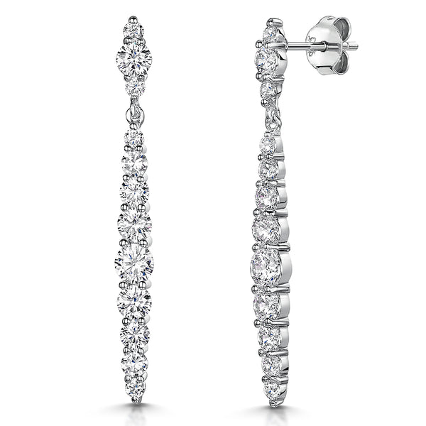 Sterling Silver Cubic Zirconia Oval Drop Earrings-JOOLS by Jenny Brown