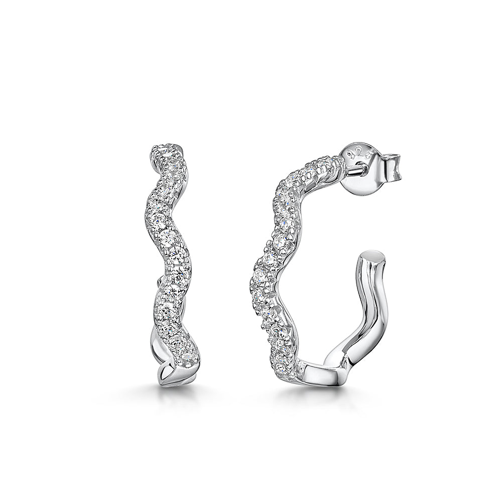 Sterling Silver Twisted Hoop Earrings