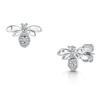 Load image into Gallery viewer, Sterling Silver Bee Earrings Set With A Cubic Zirconia Body
