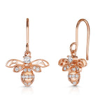 Load image into Gallery viewer, Rose Gold  Drop Bee Earrings With Cubic Zirconias JOOLS by Jenny Brown
