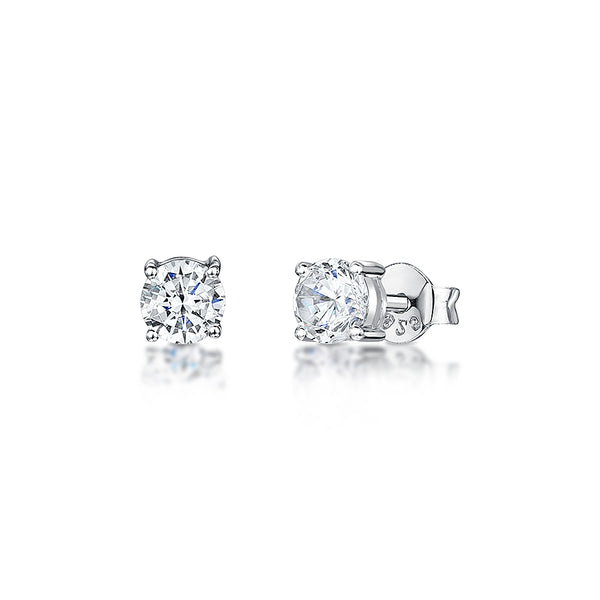 A pair of sterling silver  6mm solitaire stud earrings with a cubic zirconia stone,-- JOOLS By Jenny Brown