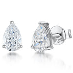 Load image into Gallery viewer, Sterling Silver Large Pear Shaped Cubic Zirconia Earrings-JOOLS by    
Jenny Brown
