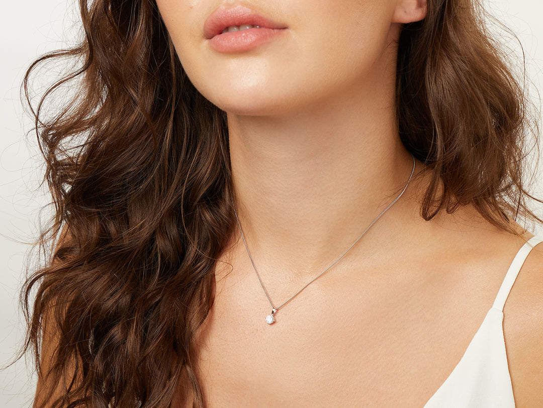 Sterling Silver Solitaire Half Carat  Pendant Set With A Single Brilliant Round Cubic Zirconia Stone - JOOLS By Jenny Brown
