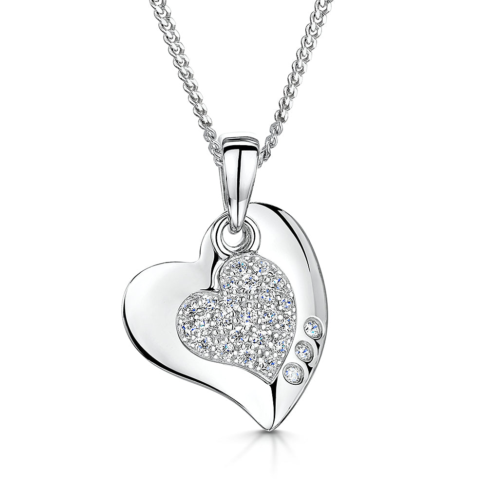 Sterling Silver Pave Heart Centre Pendant JOOLS by Jenny Brown