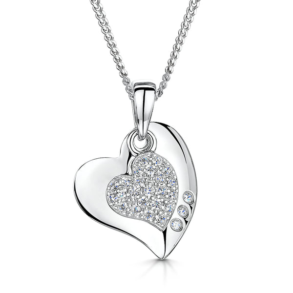 Sterling Silver Pave Heart Centre Pendant JOOLS by Jenny Brown
