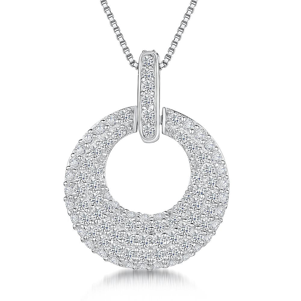 Sterling-Silver-Pave-Style-Silver-Donut-Shape-Necklace-Fully-Set-With-Cubic-Zirconia-Stones