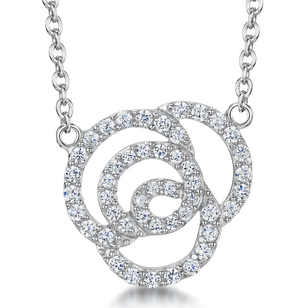 Sterling Silver Open Rose Necklace-JOOLS by Jenny Brown