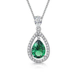 Load image into Gallery viewer, Sterling Silver Emerald Green Zirconia Teardrop Pendant Set With A Teardrop Bale JOOLS by Jenny Brown
