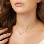 Load image into Gallery viewer, Sterling Silver Small  Cross Pendant - Set With Cubic Zirconia Stones - JOOLS By Jenny Brown
