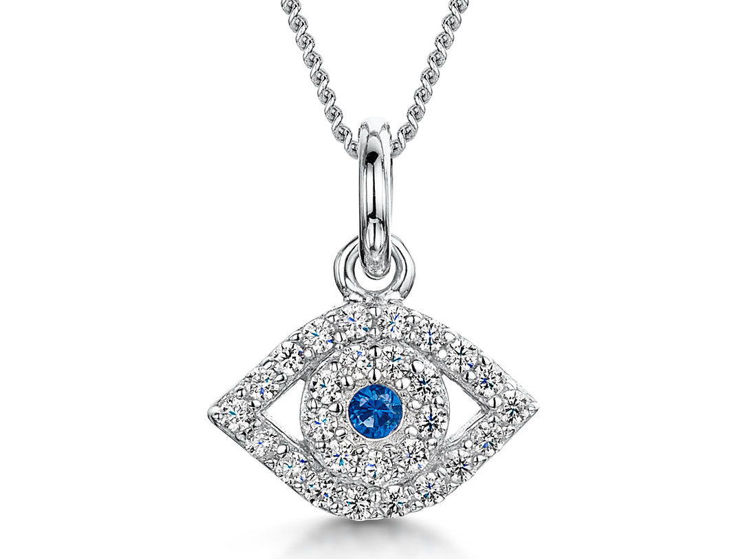 Sterling Silver  Blue Evil Eye Necklaces - JOOLS By Jenny Brown