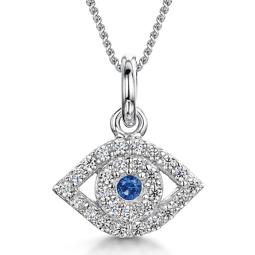 Sterling Silver  Evil Eye Necklace Set With Cubic Zirconia Stones- JOOLS By Jenny Brown