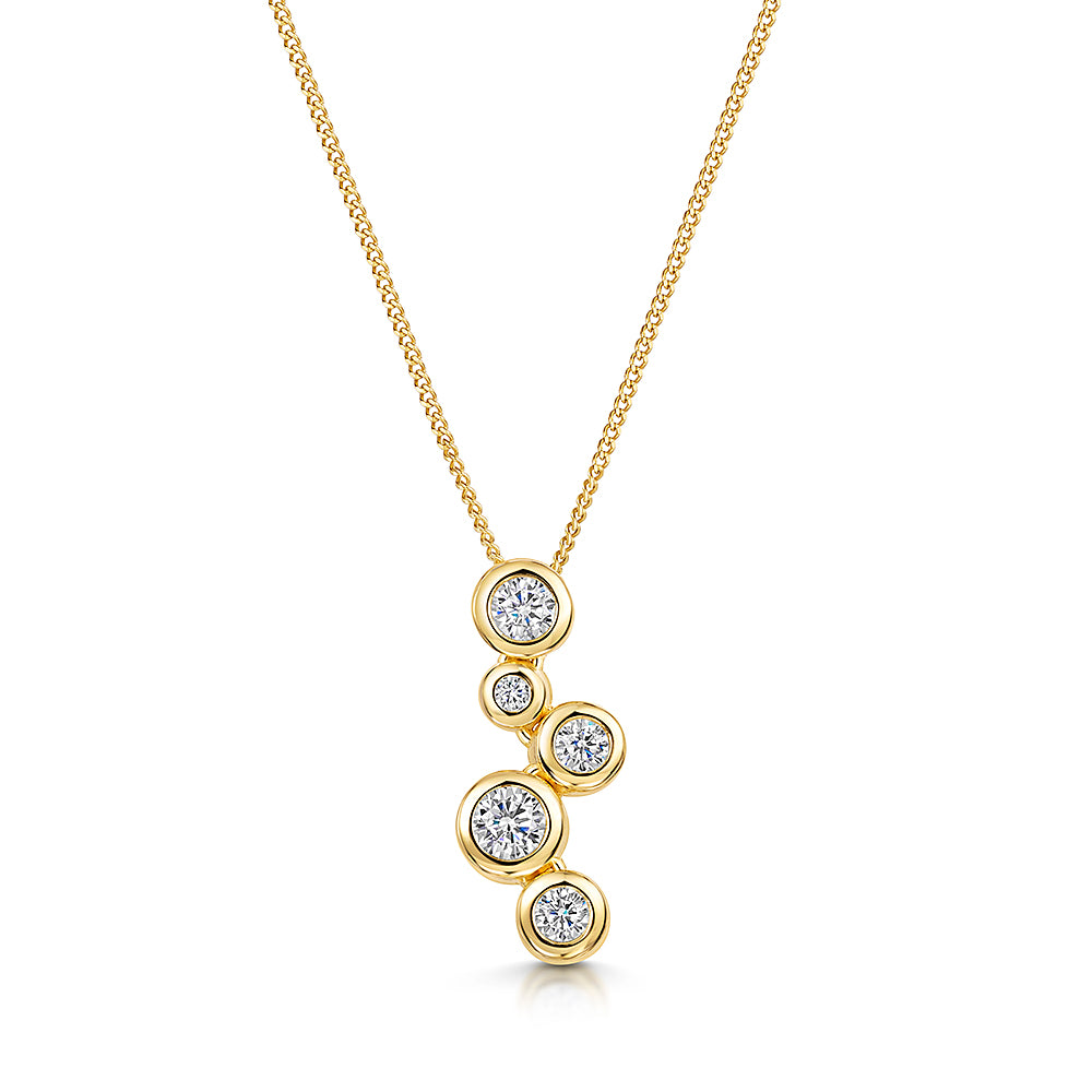 Sterling Silver Yellow Gold Bubble Pendant With Cubic Zirconia Stones-JOOLS by Jenny Brown